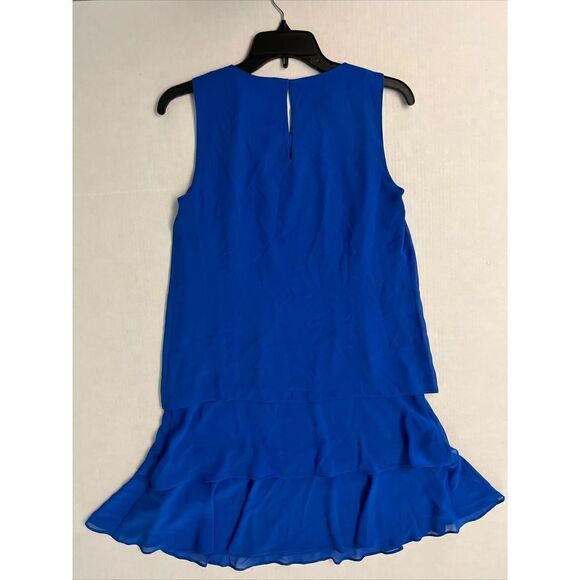 Lauren Ralph Lauren LRL Women’s Sz 2 Blue Flowy 3-Tiered Sleeveless Dress $125 - Picture 4 of 8